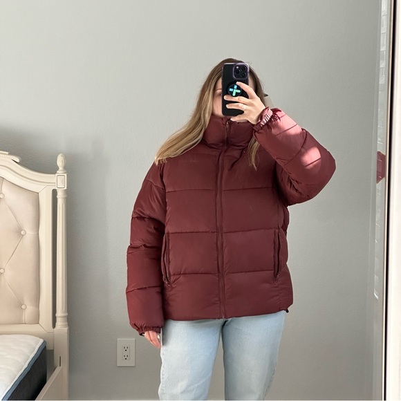 New Urban Outfitters Burgundy Lightweight puffer Jacket - Picture 6 of 14
